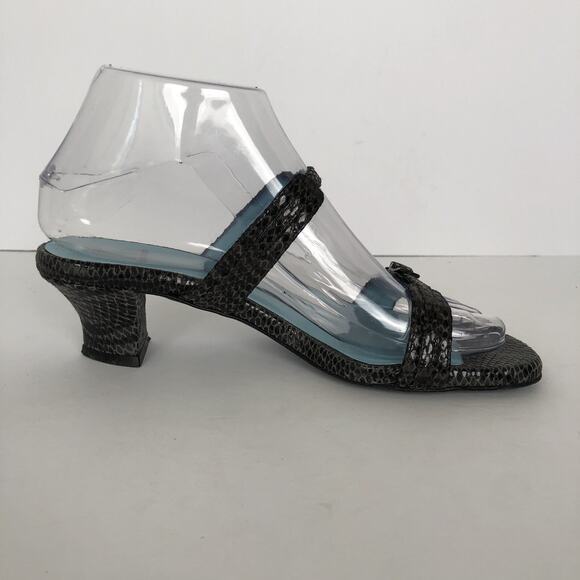 THIERRY RABOTIN Kitten Heel Shoes Sz 36.5 / 6.5 Snake Adjustable Straps Italy - Picture 8 of 14